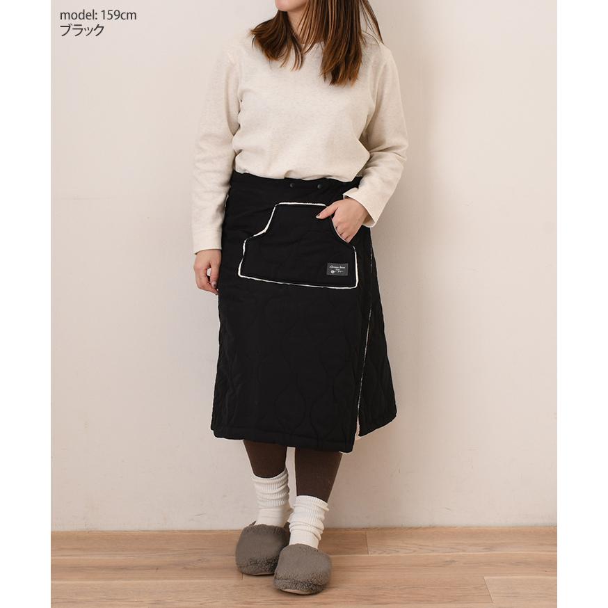 巻きスカート 防寒 レディース ラップスカート 撥水 裏ボア ひざ下丈