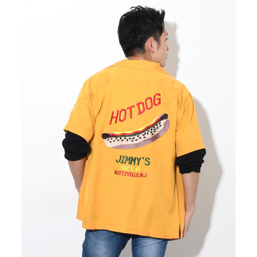 HOUSTON ヒューストン ボーリングシャツ ワーク 刺繍 オレンジ www