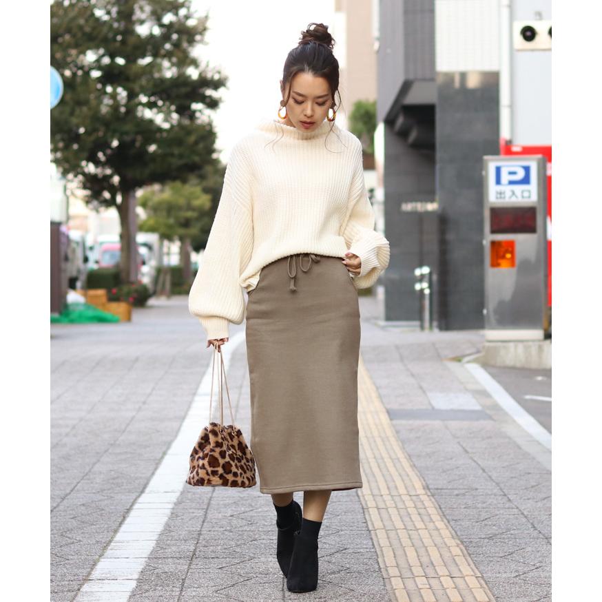 タイトスカート 冬 秋 ロング スウェット レディース 裏起毛 ボトムス