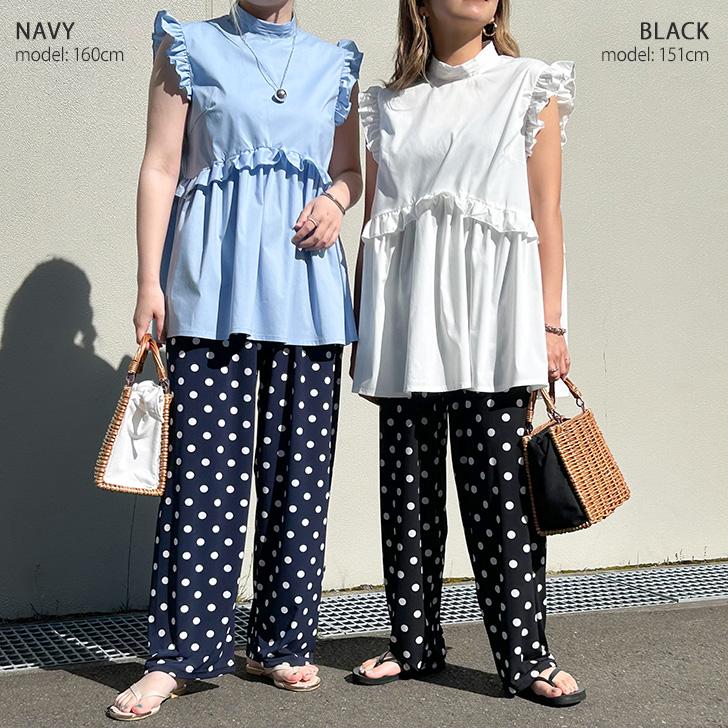 ワイドパンツ レディース 速乾 夏 きれいめ 可愛い ドット柄 ボトムス