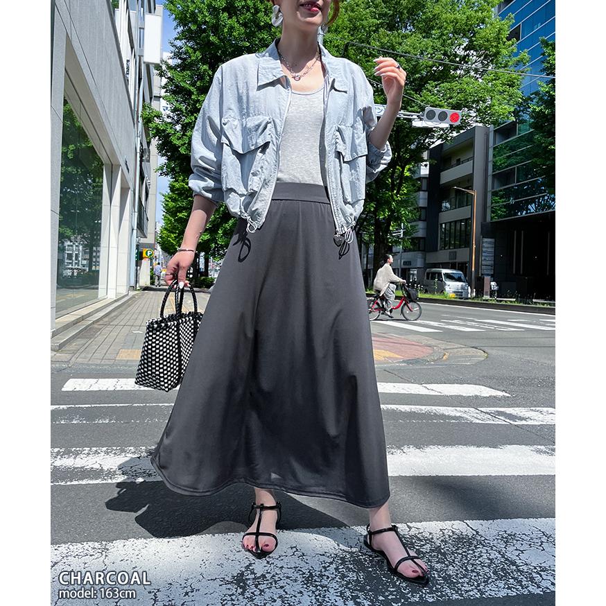 フレアスカート レディース ロング 膝下 ひざ下 夏 涼しい ひんやり