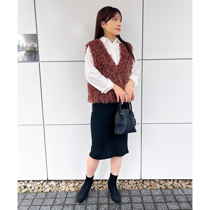 タイトスカート レディース ニット 膝丈 スリット オフィス OL 黒 秋