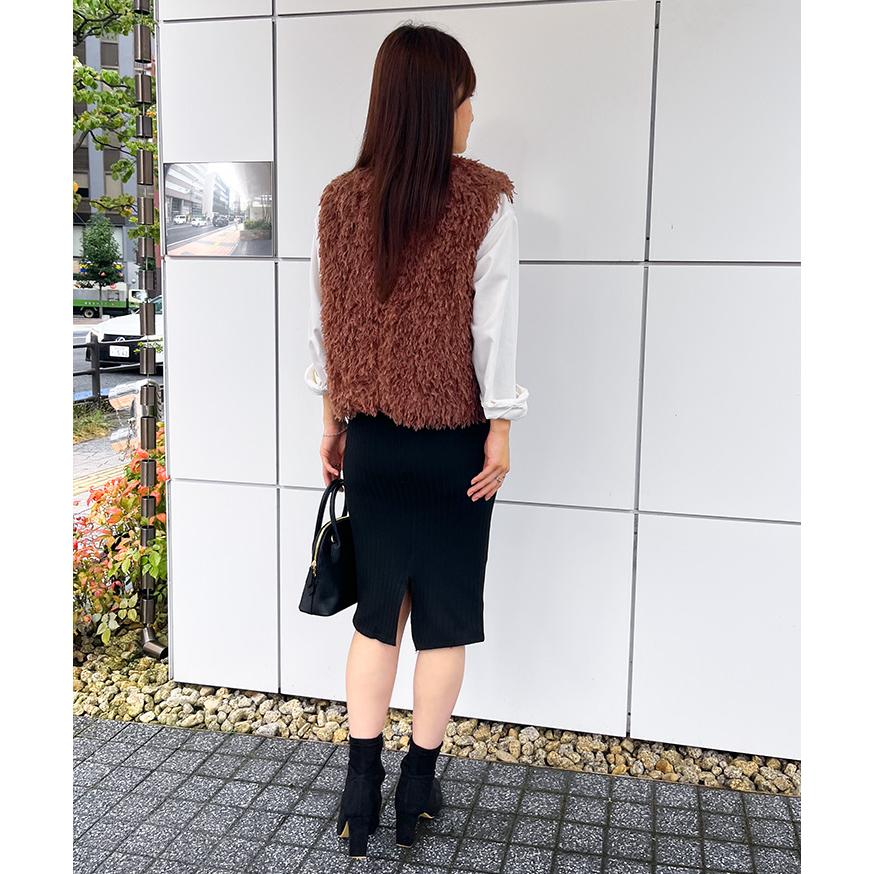 タイトスカート レディース ニット 膝丈 スリット オフィス OL 黒 秋