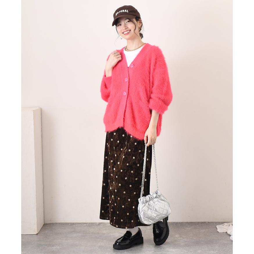 マーメイドスカート ロング丈 膝下 秋 冬 黒 レディース ドット柄