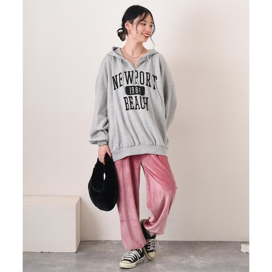 ジョガーパンツ レディース ボトムス 秋 冬 ベロア風 フリース風