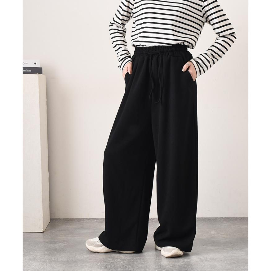 ワイドパンツ レディース 秋 冬 ボトムス ゆったり ウエストゴム