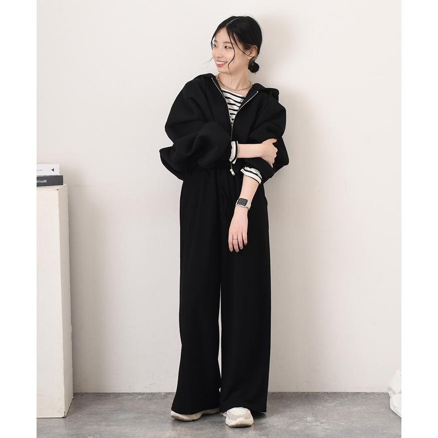 ワイドパンツ レディース 秋 冬 ボトムス ゆったり ウエストゴム