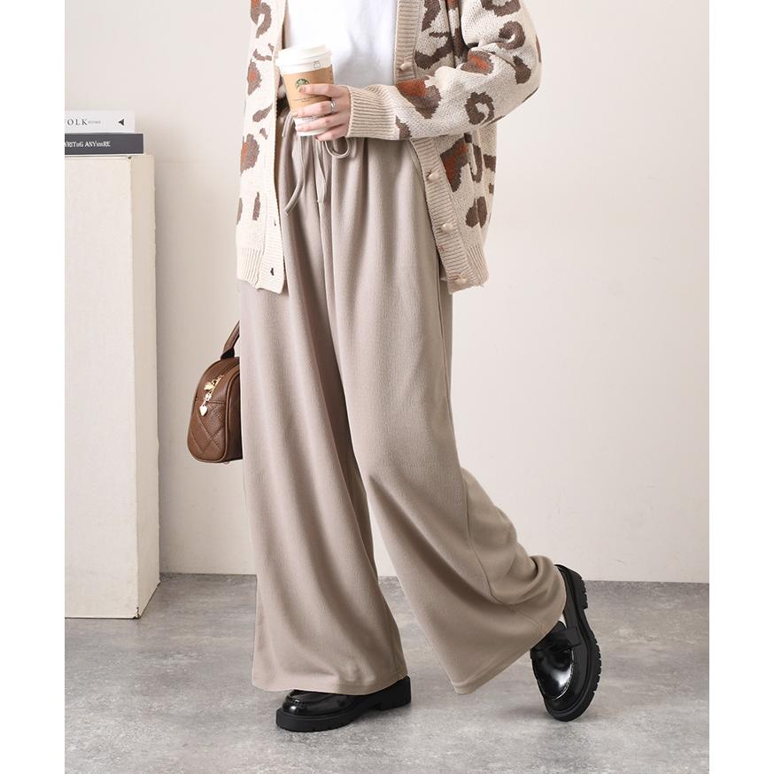 ワイドパンツ レディース 秋 冬 ボトムス ゆったり ウエストゴム