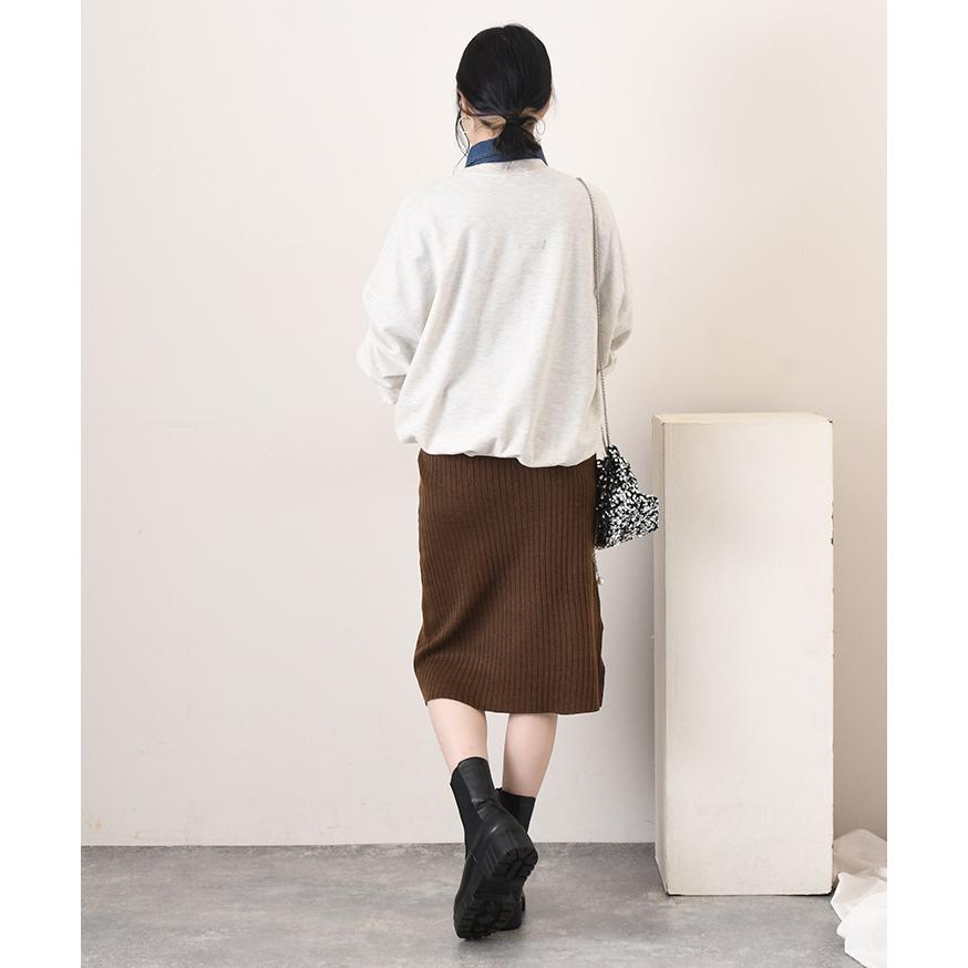 タイトスカート レディース 秋 冬 ニット 膝下 ミディ丈 ミモレ丈 リブ