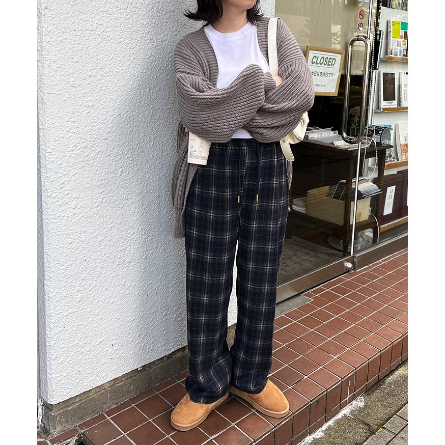 チェックパンツ レディース 薄手 秋 冬 柄パン ウエストゴム ボトムス