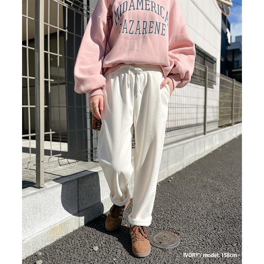 コーデュロイパンツ レディース 秋 冬 裏起毛 テーパード 防寒