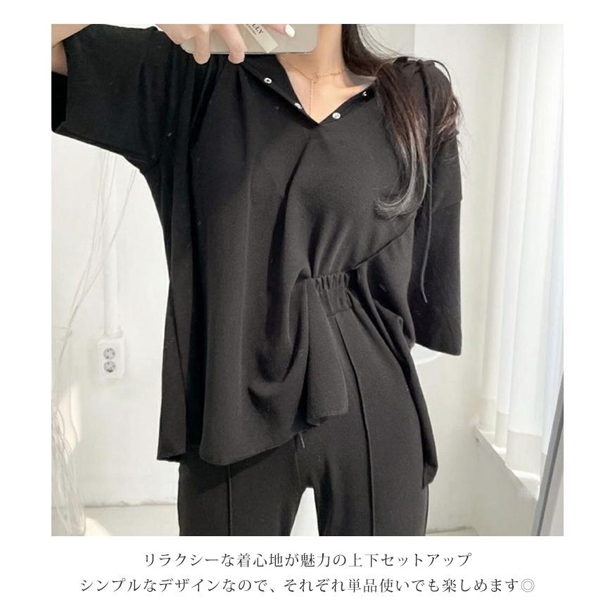 セットアップ レディース 夏 カジュアル 半袖 美脚 トップス