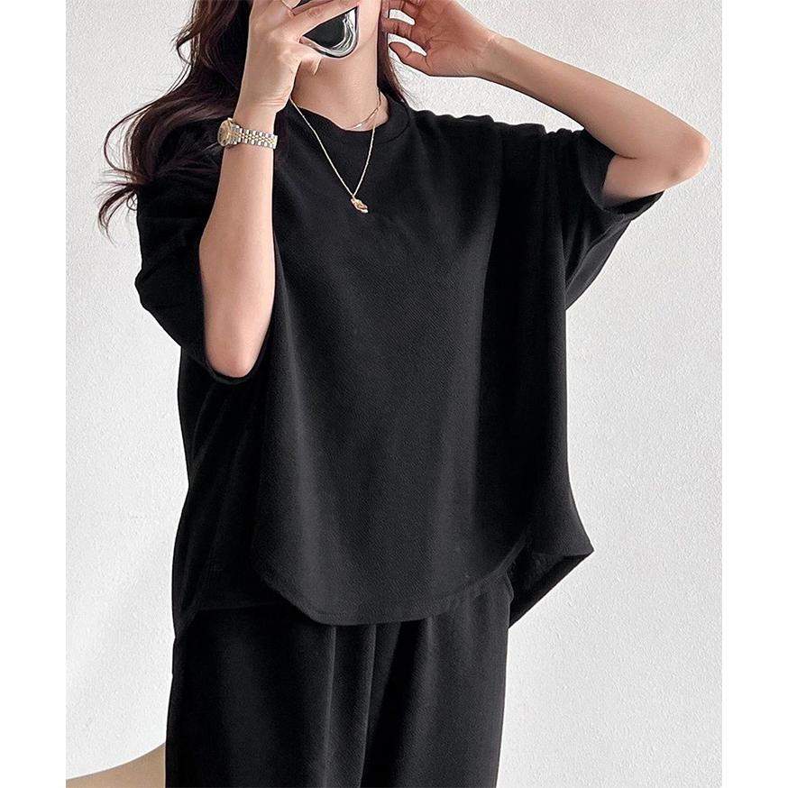 セットアップ レディース 春 夏 半袖 カットソー Tシャツ ワイド