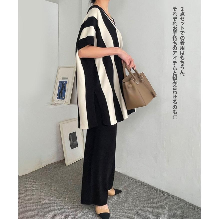 セットアップ レディース 春 夏 秋 半袖 カジュアル ワイドパンツ