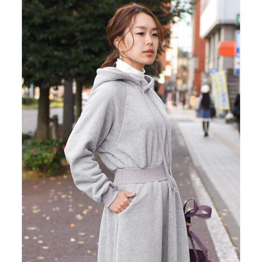 ワンピース レディース 裏起毛 スウェット パーカー ロング マキシ