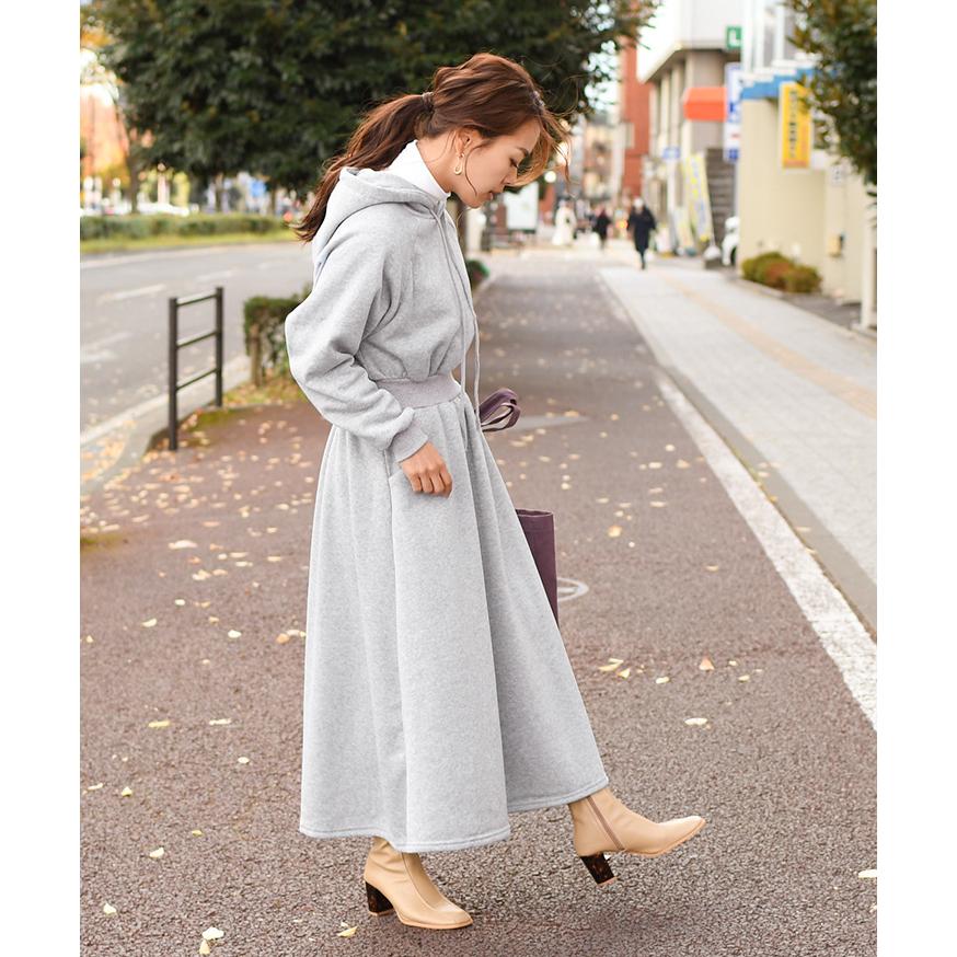 ワンピース レディース 裏起毛 スウェット パーカー ロング マキシ