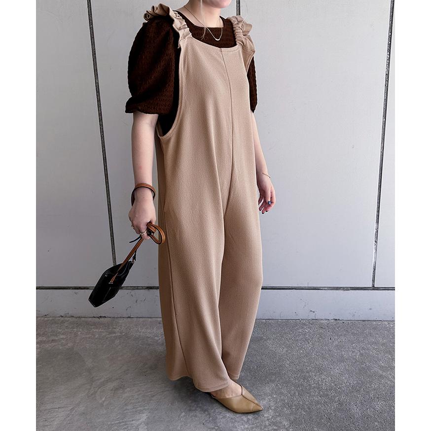 オールインワン レディース サロペット ワイドパンツ ロング丈
