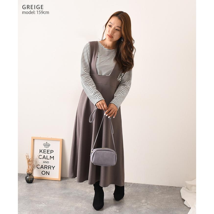 ジャンパースカート ワンピース レディース 秋 ノースリーブ ロング丈