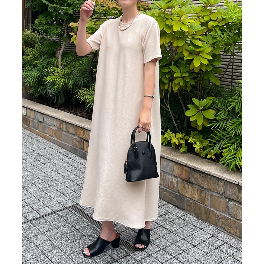 ワンピース レディース 半袖 夏 ロング エンボス フレア