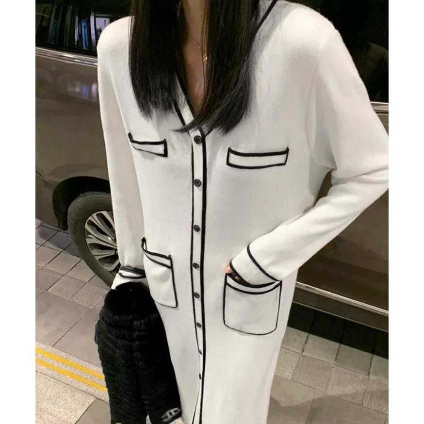 ワンピース レディース 秋 冬 長袖 ロング ニット きれいめ 薄手 バイ