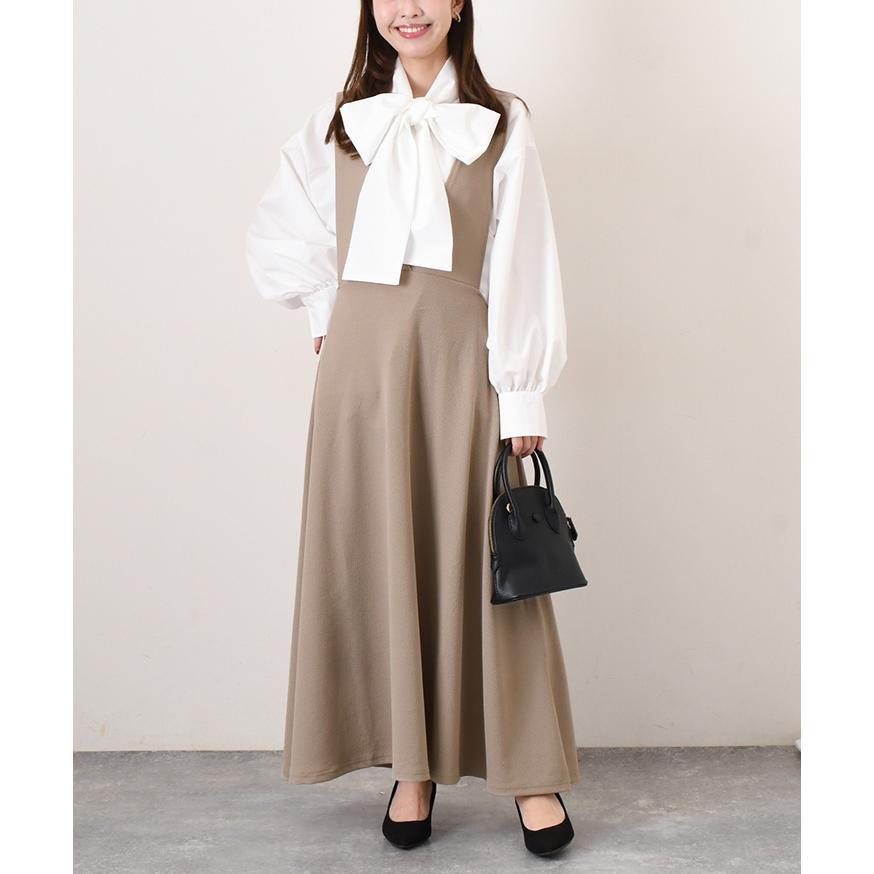 ジャンパースカート ロング 40代 50代 60代 フレア 春 夏 ワンピース