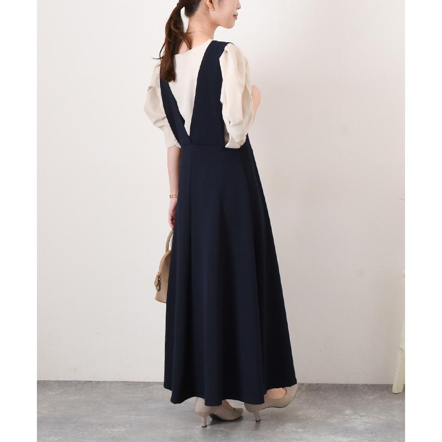 ジャンパースカート ロング 40代 50代 60代 フレア 春 夏 ワンピース