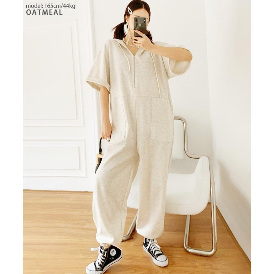 オールインワン レディース 半袖 つなぎ ジャンプスーツ