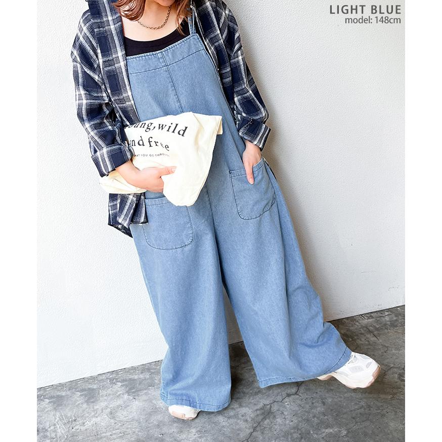 オーバーオール デニム レディース サロペット パンツ 薄手 秋