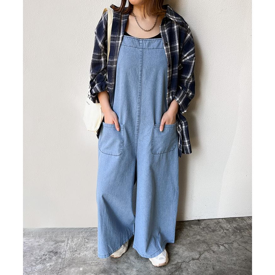 オーバーオール デニム レディース サロペット パンツ 薄手 秋