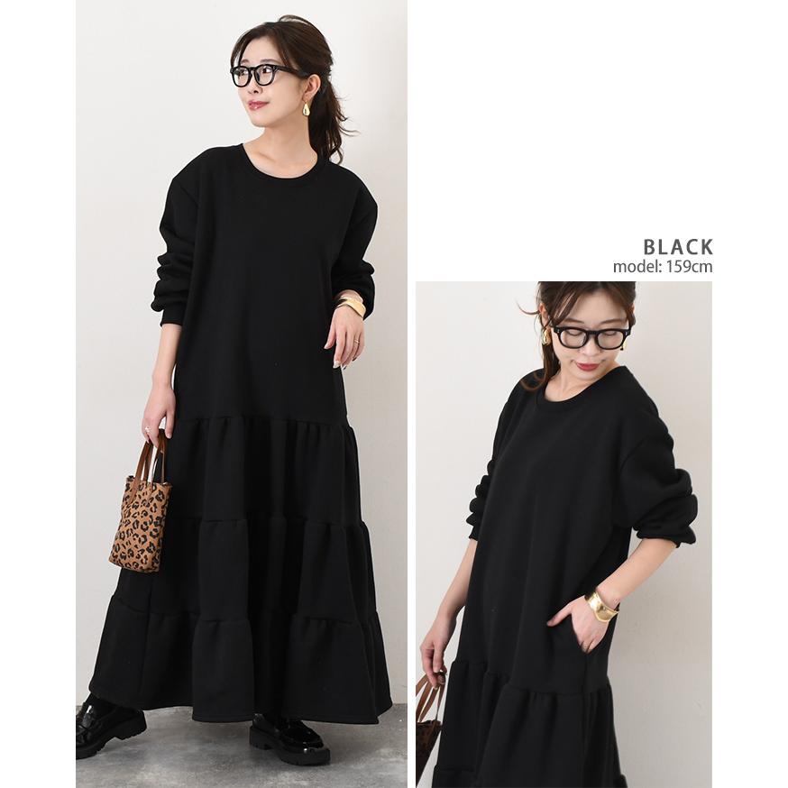 ワンピース レディース マキシ ロング 長袖 秋冬 裏起毛 極暖 厚手