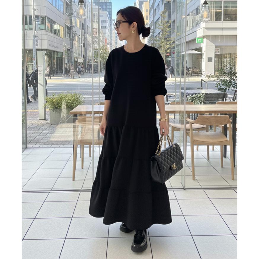ワンピース レディース マキシ ロング 長袖 秋冬 裏起毛 極暖 厚手