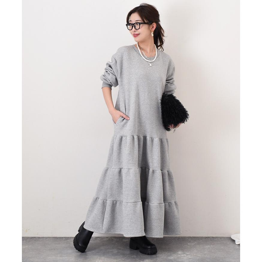 ワンピース レディース マキシ ロング 長袖 秋冬 裏起毛 極暖 厚手