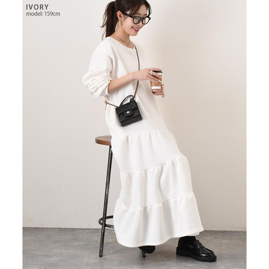 ワンピース レディース マキシ ロング 長袖 秋冬 裏起毛 極暖 厚手