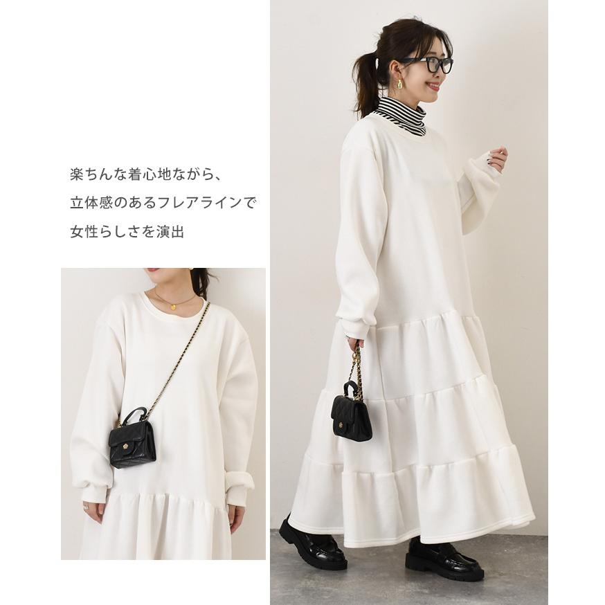 ワンピース レディース マキシ ロング 長袖 秋冬 裏起毛 極暖 厚手