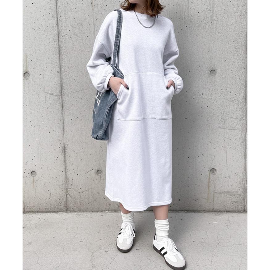 ワンピース レディース ロング 長袖 秋 冬 裏起毛 スウェット スエット