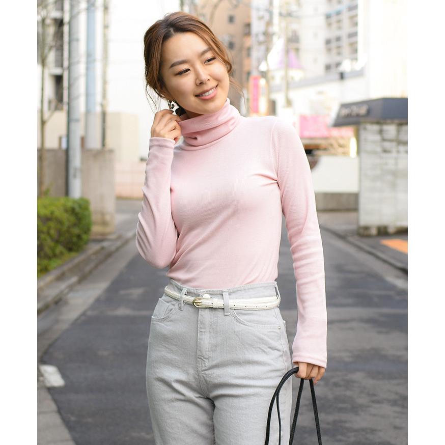 クーポン対象外 トップス レディース リブカットソー ハイネック タートルネック カットソー きれいめ 重ね着 タイト レイヤード 長袖 インナー 無地 長袖 カラー モカ Www Cognitiva La