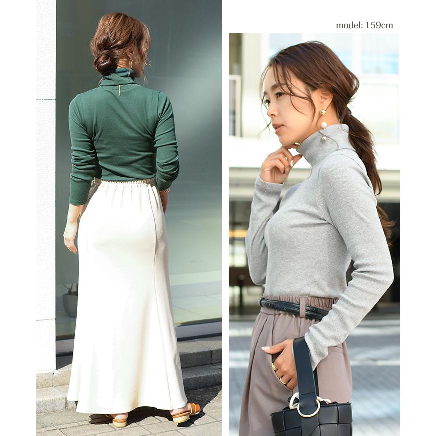 クーポン対象外 トップス レディース リブカットソー ハイネック タートルネック カットソー きれいめ 重ね着 タイト レイヤード 長袖 インナー 無地 長袖 カラー モカ Www Cognitiva La