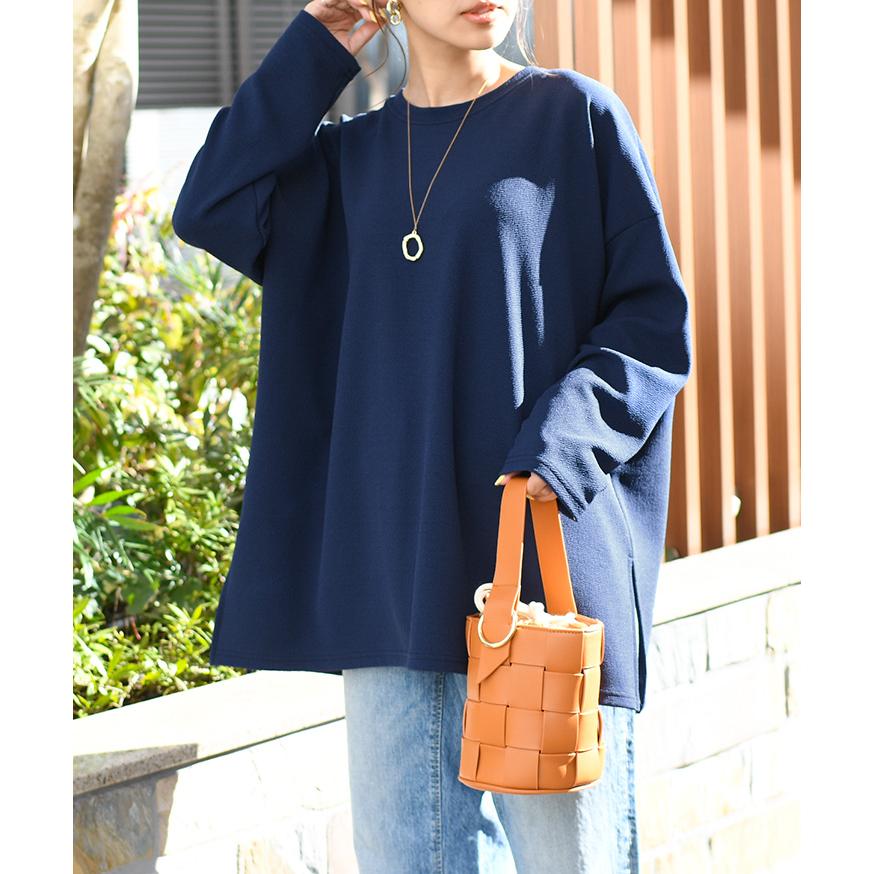 カットソー レディース 長袖 春 ゆったり ロング チュニック プル