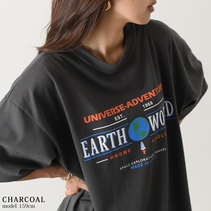 Tシャツ レディース 半袖 白 韓国 綿 ゆったり カジュアル かわいい アメカジ 体型カバー プリント ロゴ ロング 5分袖 ポイント消化 Wft Joknet Yahoo 店 通販 Yahoo ショッピング