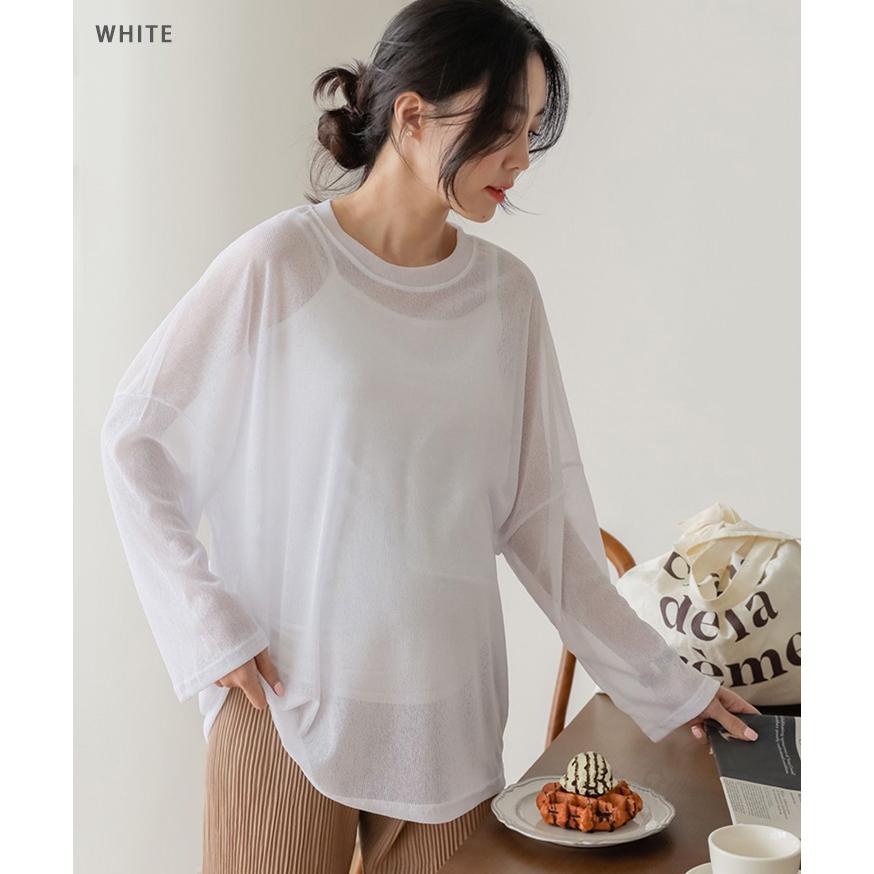 カットソー シアー レディース Tシャツ 長袖 夏 ゆったり