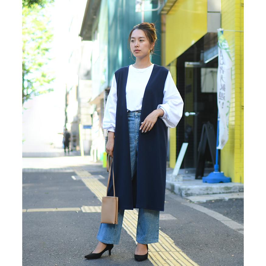 ジレ レディース 秋冬 春夏 薄手 ロング ミディアム エンボス 速乾