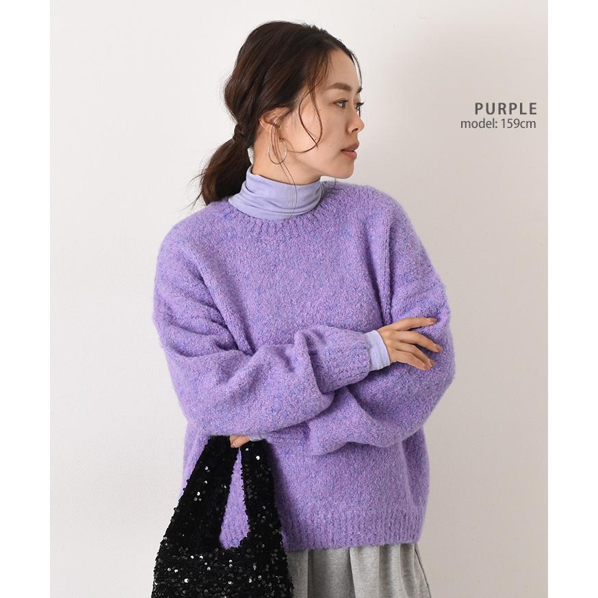 ニット レディース 冬 長袖 厚手 セーター クルーネック 暖かい