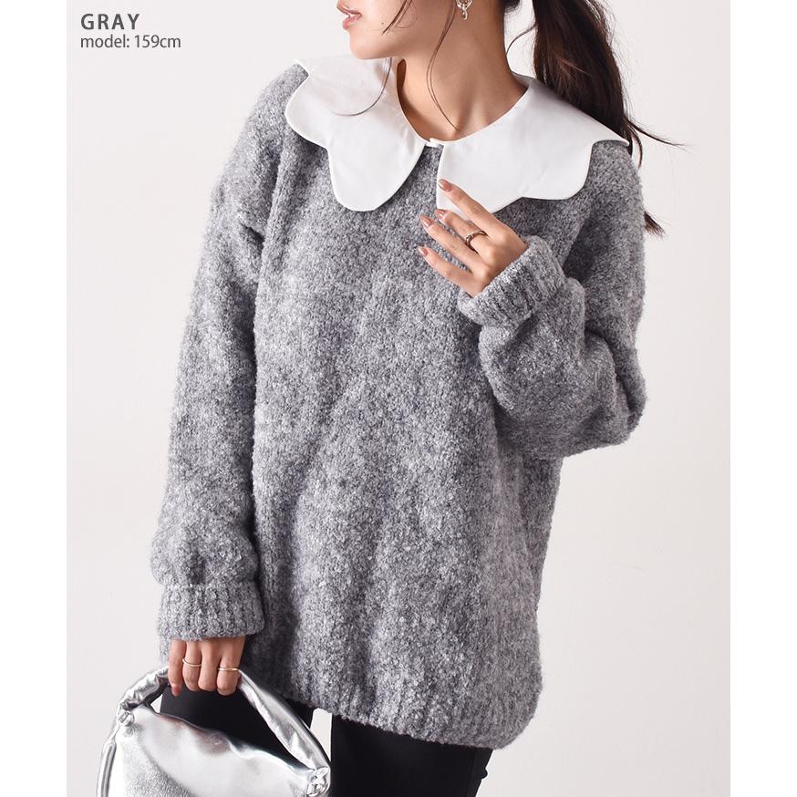 ニット レディース 冬 長袖 厚手 セーター クルーネック 暖かい