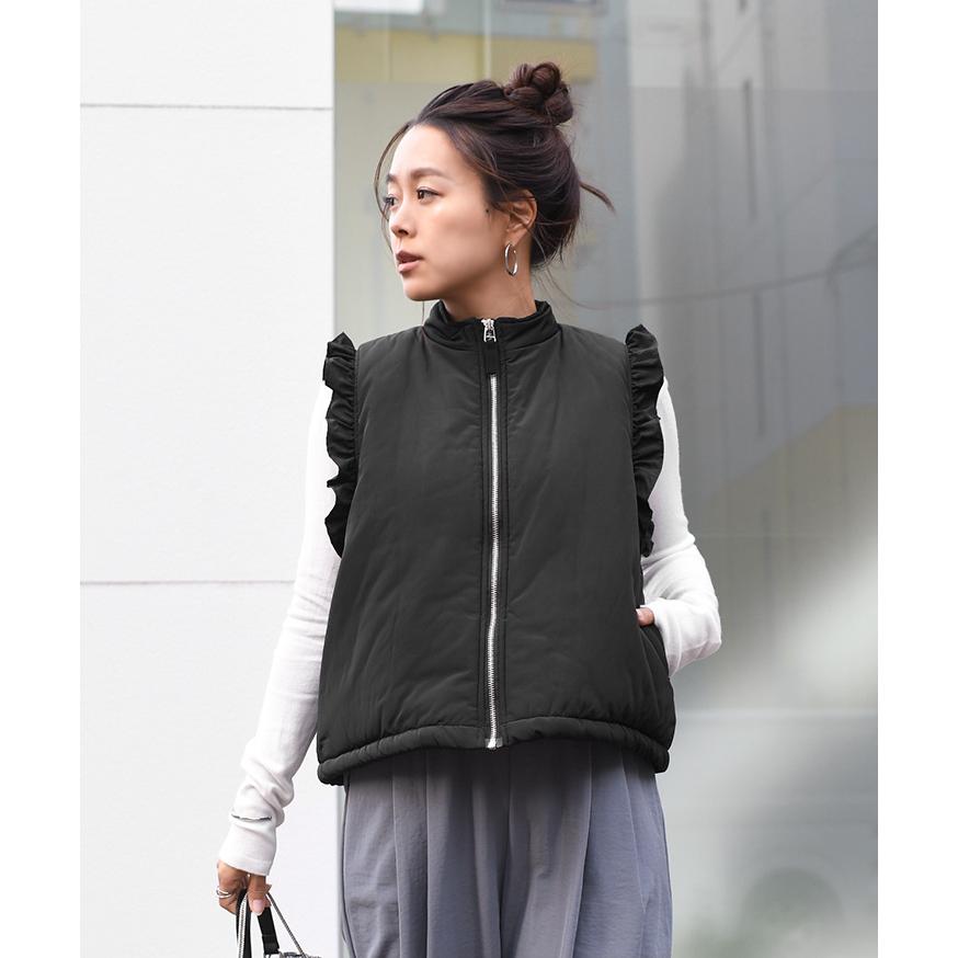 中綿ベスト レディース おしゃれ 可愛い 厚手 アウター 防寒 暖かい 裏