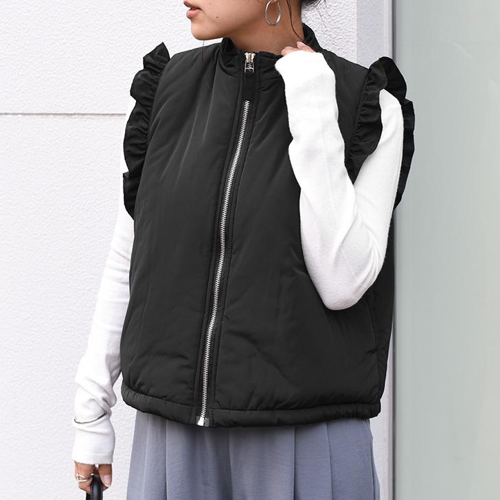 中綿ベスト レディース おしゃれ 可愛い 厚手 アウター 防寒 暖かい 裏