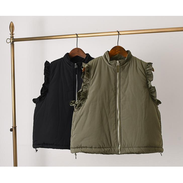 中綿ベスト レディース おしゃれ 可愛い 厚手 アウター 防寒 暖かい 裏