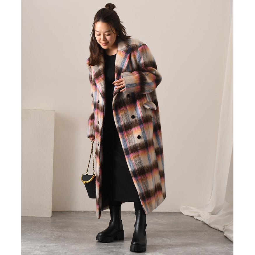 チェスターコート ロング チェック柄 レディース アウター 上着