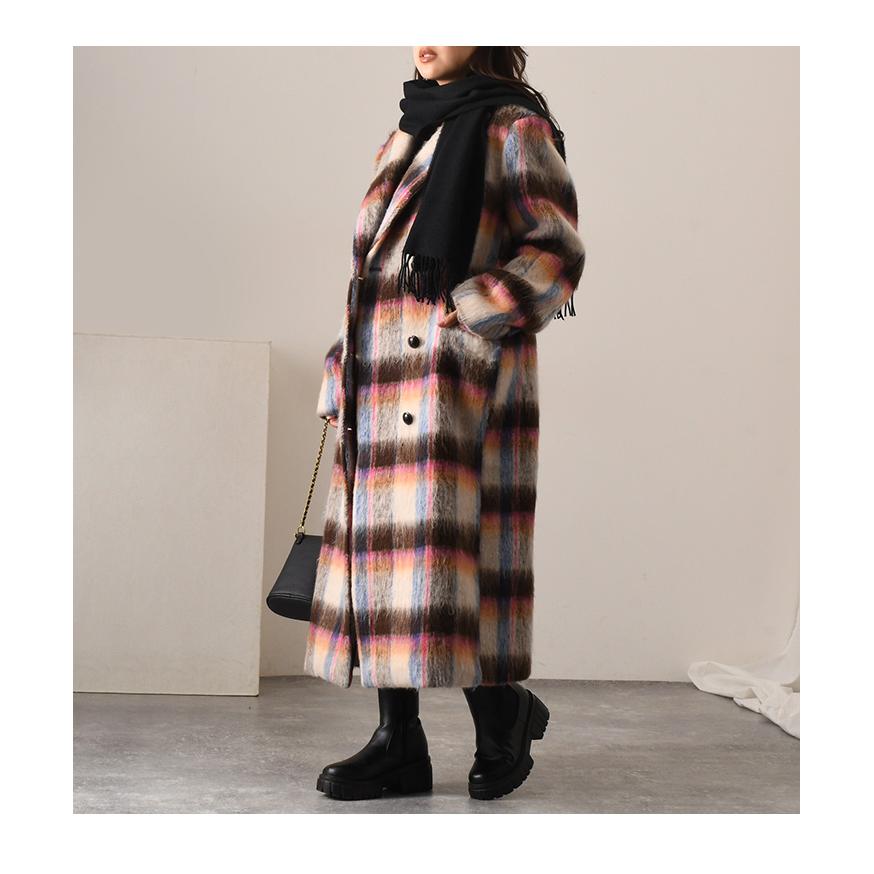 チェスターコート ロング チェック柄 レディース アウター 上着