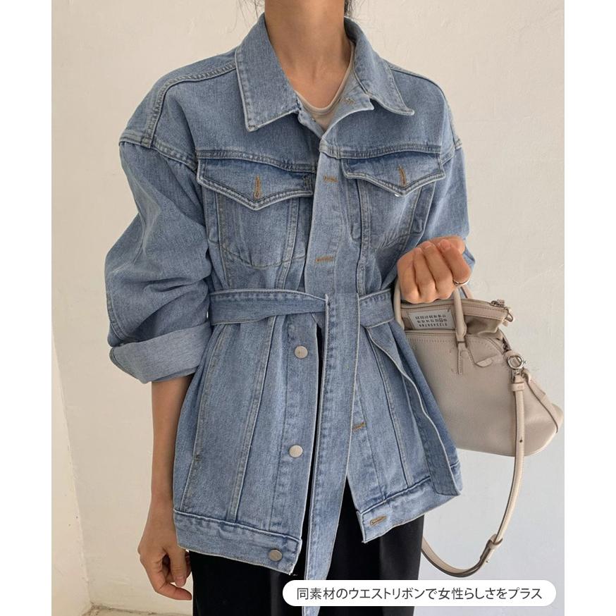 デニムジャケット レディース 長袖 大きめ 長め ロング丈 ビッグ