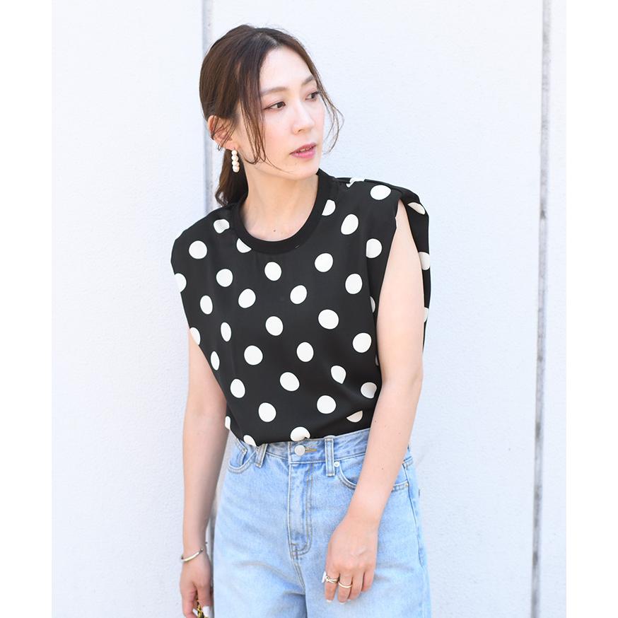 ブラウス レディース ノースリーブ 薄手 涼しい 夏 ドット おしゃれ